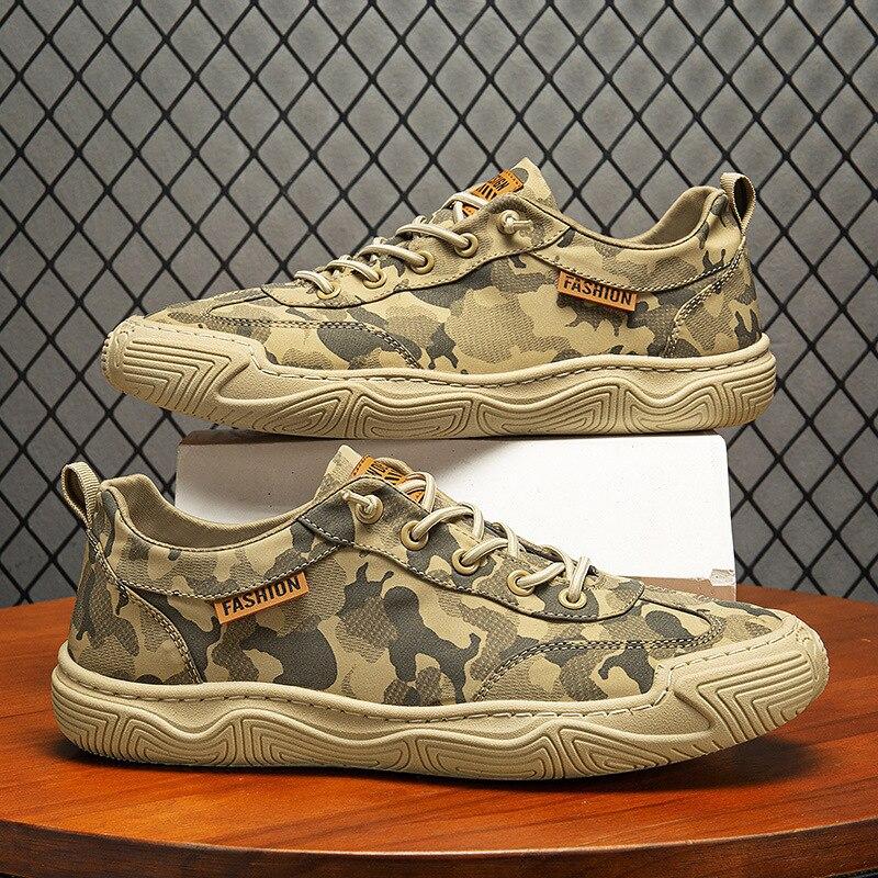Sommerschuhe Herren Mode Atmungsaktive Camouflage Freizeitschuhe Herren Sneakers Flats Outdoor Walking Rutschfeste Halbschuhe