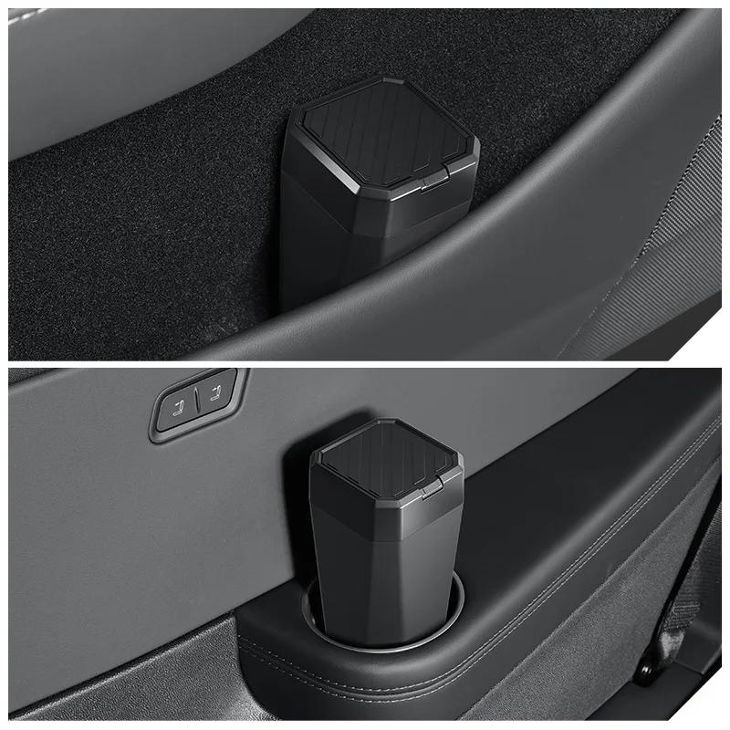 Trash Can for Tesla Model 3/Y/X/S Model Y Juniper Side Door Garbage Can Trash Bin with Cover Center Storage Box Organizer Case