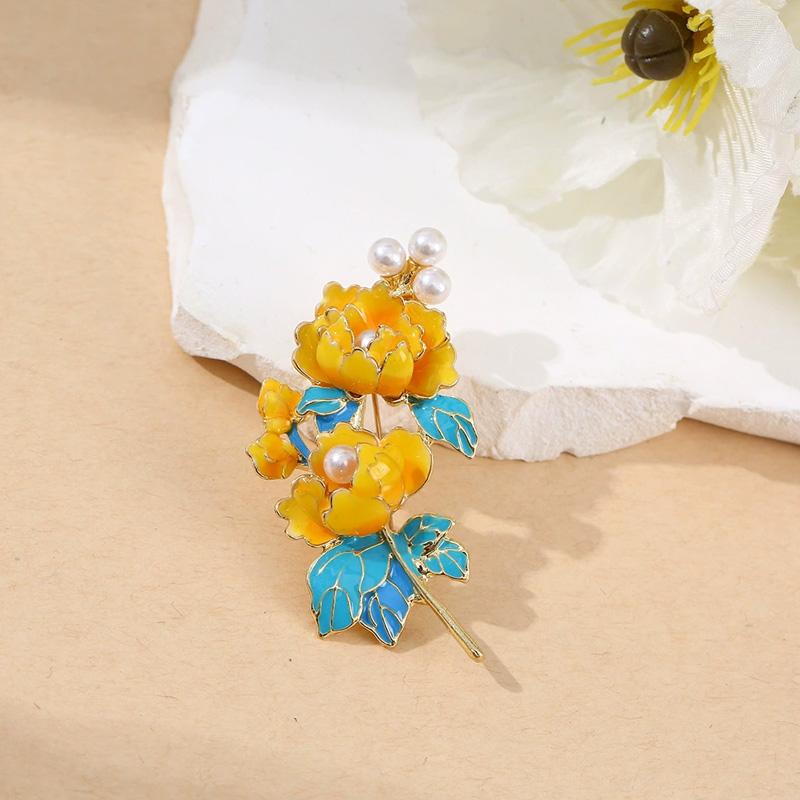 

1 шт. Брошь-цветок Роскошная женская брошь-булавка высокого класса Пион Элегантная 5.6*3*1.5㎝ жёлтый