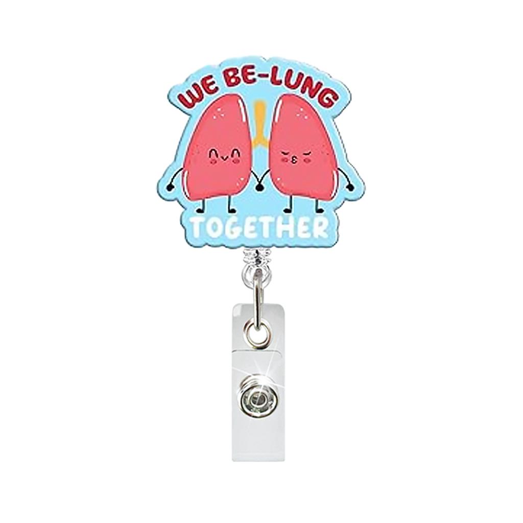 Cute Medical Organ Acrylic Badge Reel Retractable Nurse ID Badge Holder with Lung Kidney Design Clip for Doctor Office Supplies