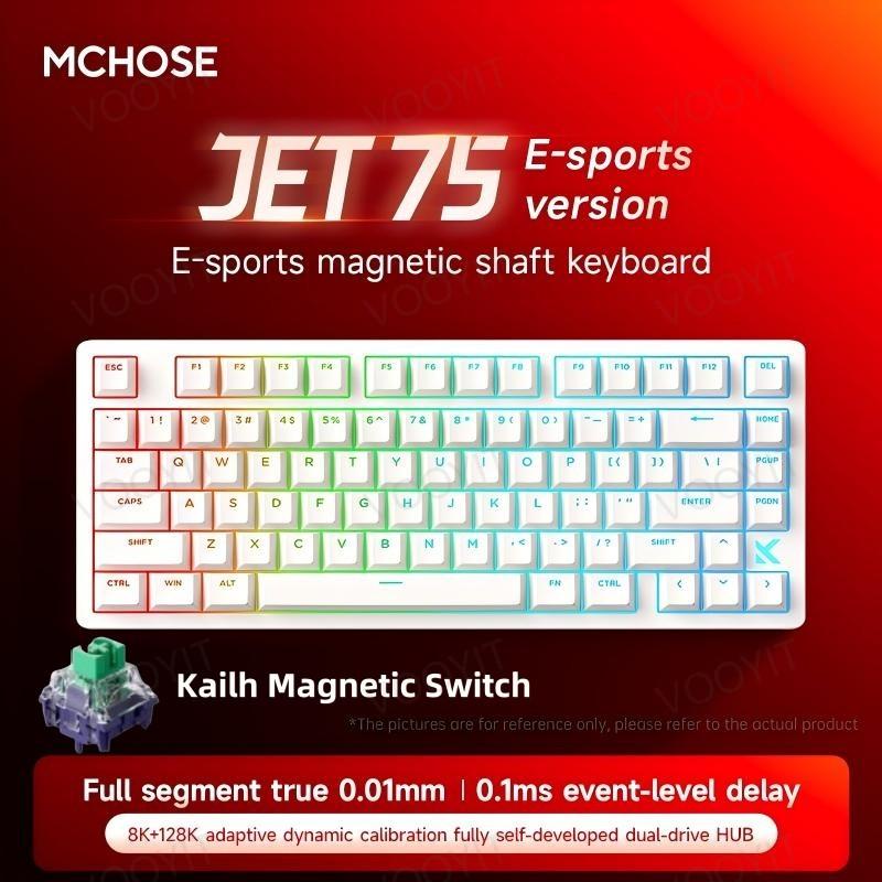 

MCHOSE Jet 75 Rapid Trigger Keyboard 75% Percent, Hall Effect Gaming Keyboard, Wired RGB Custom Mechanical Keyboards with Magnetic Switch, PBT Keycaps белый