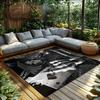 Gothic Game Over Rug, Skeleton Reaper Design Carpet for Living Room, Soft Non-Slip Mat with Dark Theme Decor
