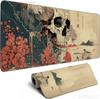 Vintage Japanese Skull Floral Large Mouse Pad Stitched Anti Slip Rubber Base Mat For Gaming Desk Office Pc Keyboard Desktop