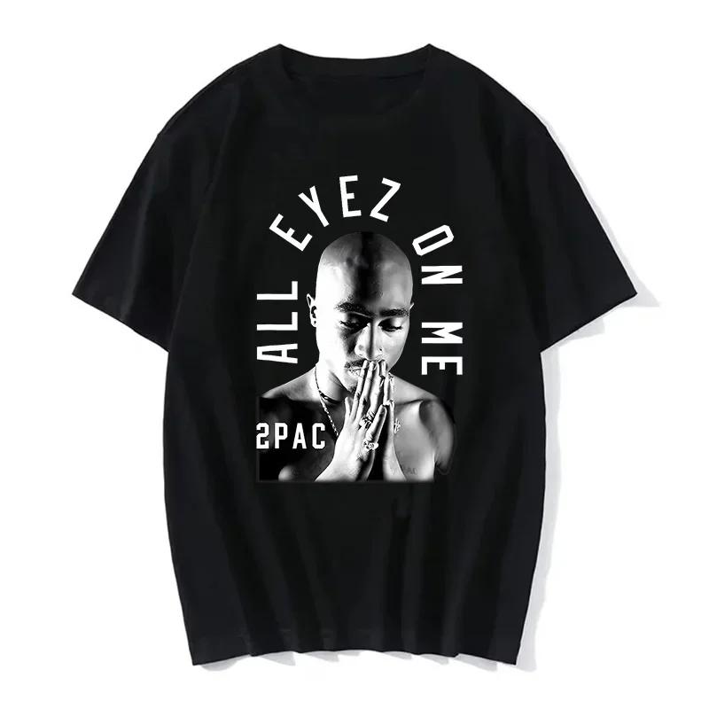 Rapper Tupac Top Streetwear Hip Hop Streetwear Short Sleeve Graphic Print T Shirt Men Women Harajuku Y2K Fashion Loose Oversized Summer New Tee