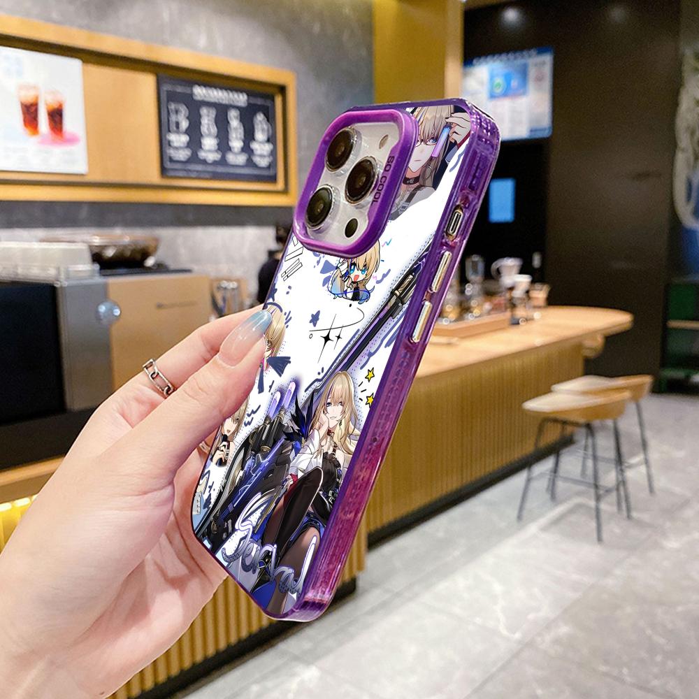 HSR Serval Purple Translucent Mobile Phone Case for iPhone 17 16 15 14 13 12 11 X XR XS Air Pro Max Plus Colorful Cover