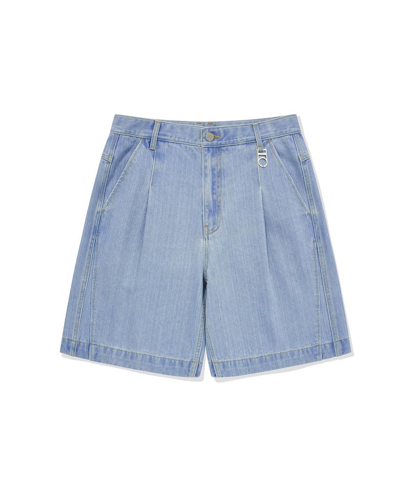 DTHIRTYONE Denim Bermuda Pleated Pants (Light Indigo)