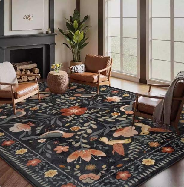 Green Retro American Living Room Floor Mat High Touch Flowers Balcony Dining Room Bedroom Bed Full Of Carpeted Home Decor