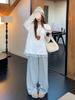 Women's Autumn Lace-Trim V-Neck Long Sleeve Fleece-Lined Loose Shirt