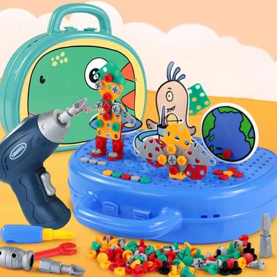 Magische Montessori Spielzeug Werkzeugkasten mit Bohrmaschine Pädagogisches Bauingenieurwesen Spielzeug Kreatives Kinder DIY Lernspielzeug