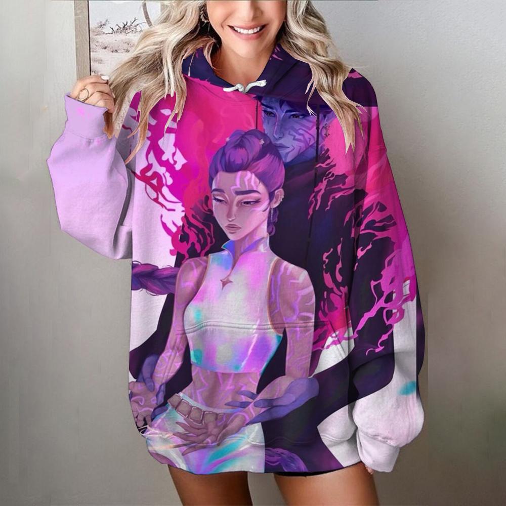 Casual Women's Hoodies Kawaii KPop Demon Hunters Prints Pullover Comfortable Oversize Hoodies Autumn Soft Clothes