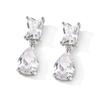 ZAKOL Elegant Square Teardrop Zirconia Dangle Earrings For Women Sparkling Bridal Wedding Party Jewelry Gift