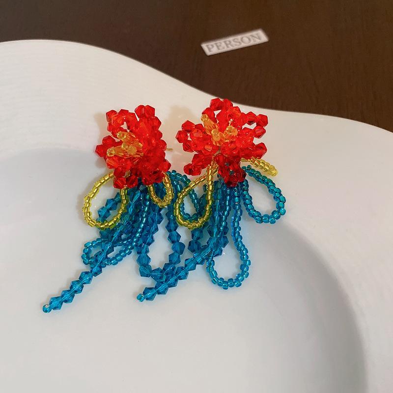 Mesh Flower Earrings Retro Small Fresh Personalized Versatile Stud Earrings Trendy New Design Earrings