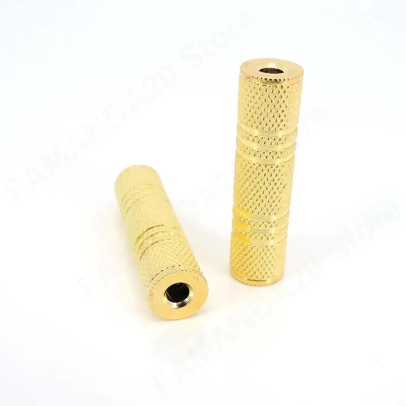 3.5mm to 3.5mm Female Jack Stereo Connector Coupler Adapter Audio Cable Extension gold nickel plating for Car Headphone