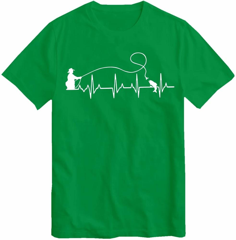Fishing Heart Beat Pulse Tshirt FisherUnisex Gift Angling Angler Top T Shirt Left S