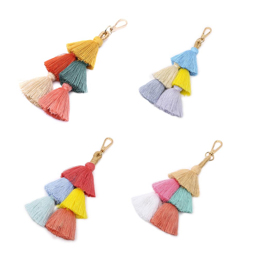 Bohemian Style Women Girls Alloy Fringed Key Holder Purse Bag Buckle Decorative Pendant