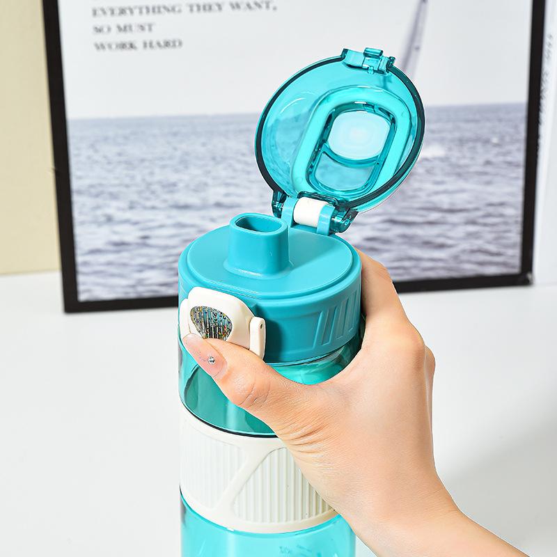 Water bottle800ml high-value summer outdoor sports portable plastic water cup with anti-skid ring, student cup multi-color optional
