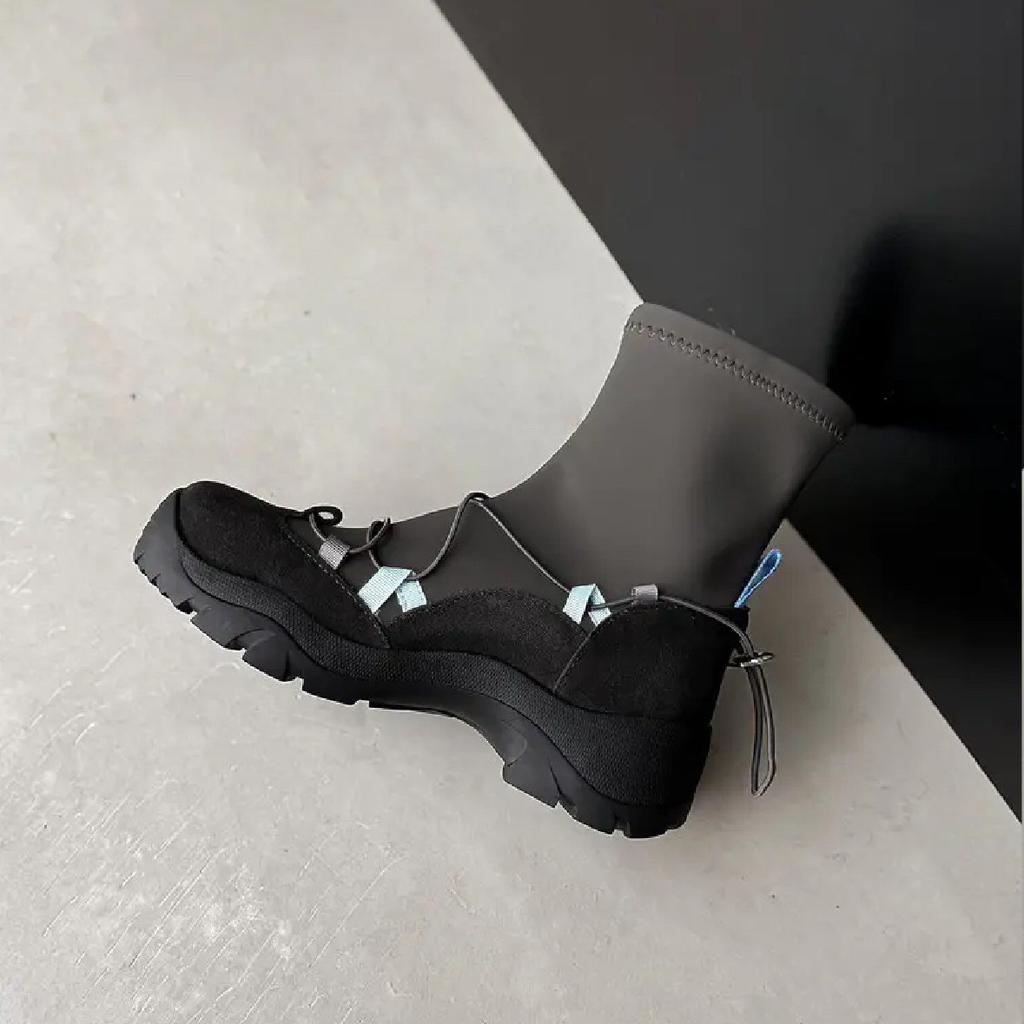 Functional Boots | Retro Thick-soled Cross-Strap Versatile Casual Ballet Sports British Elastic Skinny Boots Women