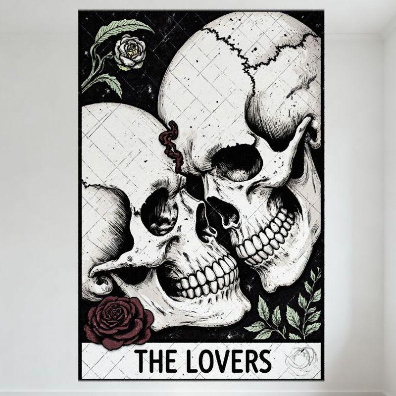 

The Lovers Gothic Skull & Roses Vintage Metal Sign Tin Poster, Dark Romantic Mortality Wall Decor for Bar Pub Home 8x12 Inch 20x30cm（7.8x11.8inch）