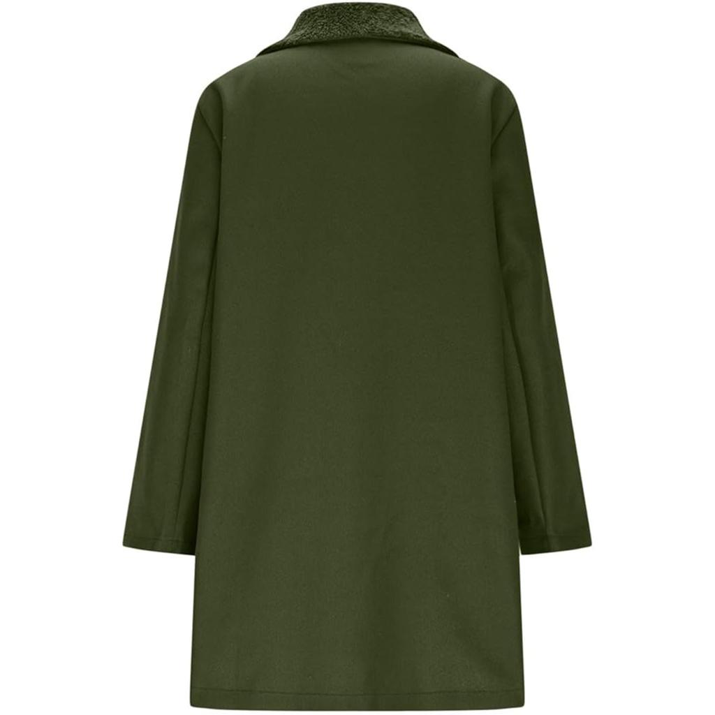 Damen Freizeit- und Modejacke Einfarbig Revers Doppelknopfmantel