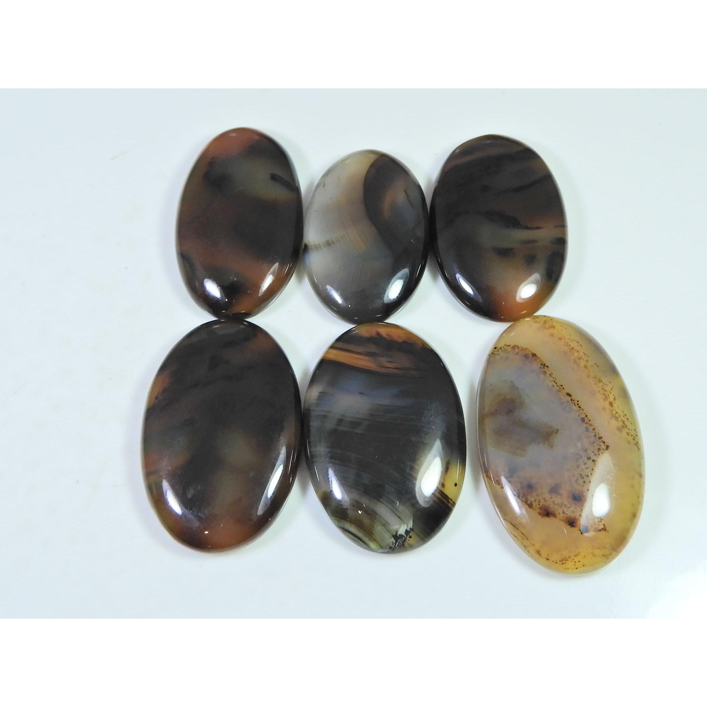 

06Pcs Natural Montana Agate Oval Cabochon Loose Gemstone 272Cts. Lot C-493