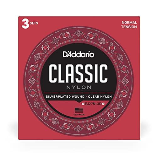 

D Addario Classical Guitar Strings, Sliverplated Wound Clear Nylon, Normal Tension, EJ27N-3D, 3-Pack [Official Japanese Product]