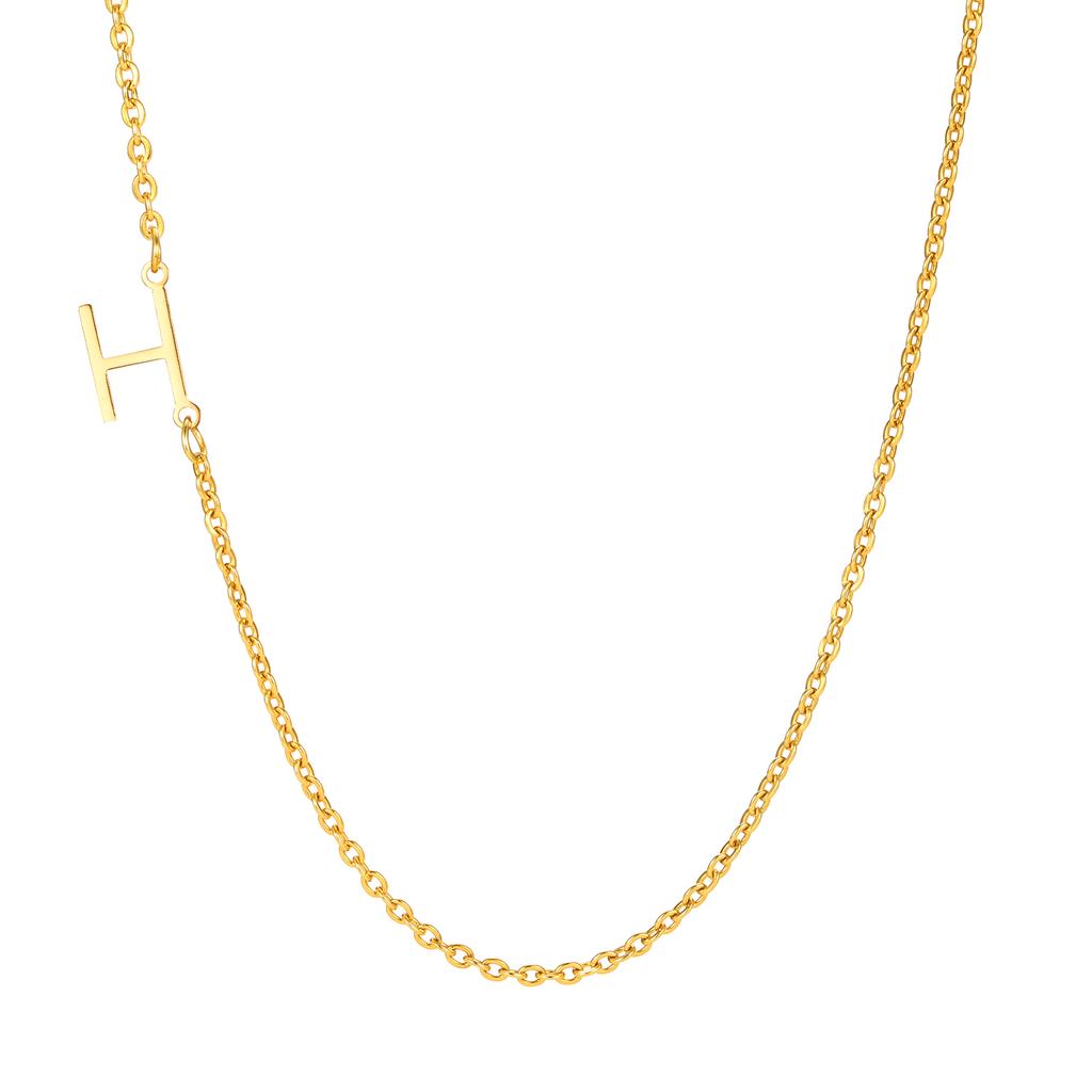 A-Z 26 Letters Initial Necklaces for Women 18k Gold Color Stainless Steel Necklace Rolo Chain Pendants Anniversary Jewelry