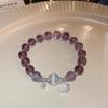Vintage French Style T-Shaped Pearl Buckle Heart Bracelet for Women