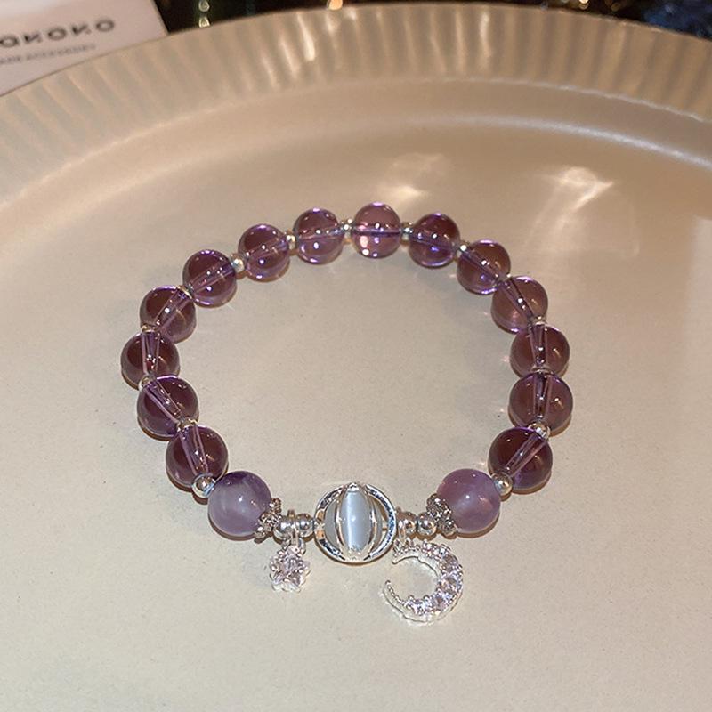 Vintage French Style T-Shaped Pearl Buckle Heart Bracelet for Women