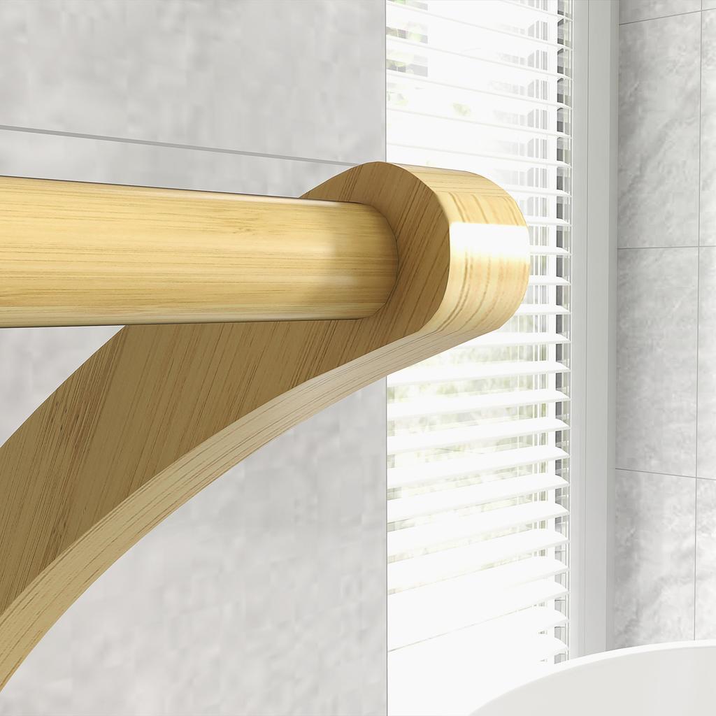 Bamboo Towel Rack 3 Bars With Storage Shelf For Bathroom And Laundry Natural Finish