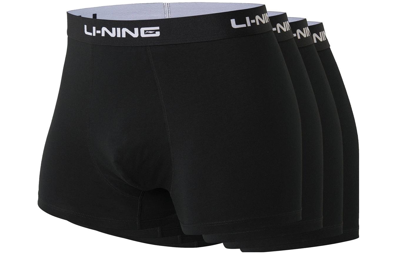 Li Ning Fitness Series Boxer Shorts Men s 4 Pack, Black ANKS001-7 L