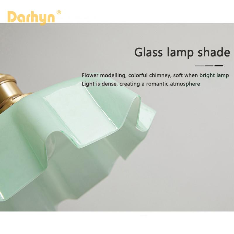 French Glass Pendant Light Retro Lustre For Dining Room Homestay Restaurant Balcony Bedside Aisle Bay Window brass ceiling lamp