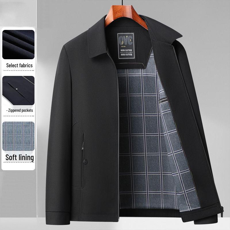 

Dad s Spring & Autumn Casual Lapel Jacket for Middle-Aged Men 195 (170-195 jin)