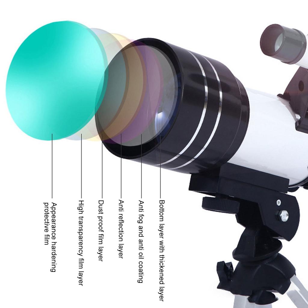 Telescope Entry Level Astronomical Telescope 70mm Aperture 300mm F Length Travel Telescope for Beginners Adults Travel Telescope