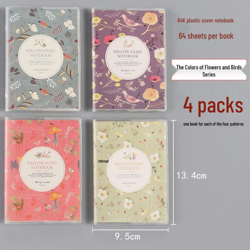 Portable Cute Cartoon A6 Mini Notepad with Plastic Cover, Pocket-Sized 64K Notes