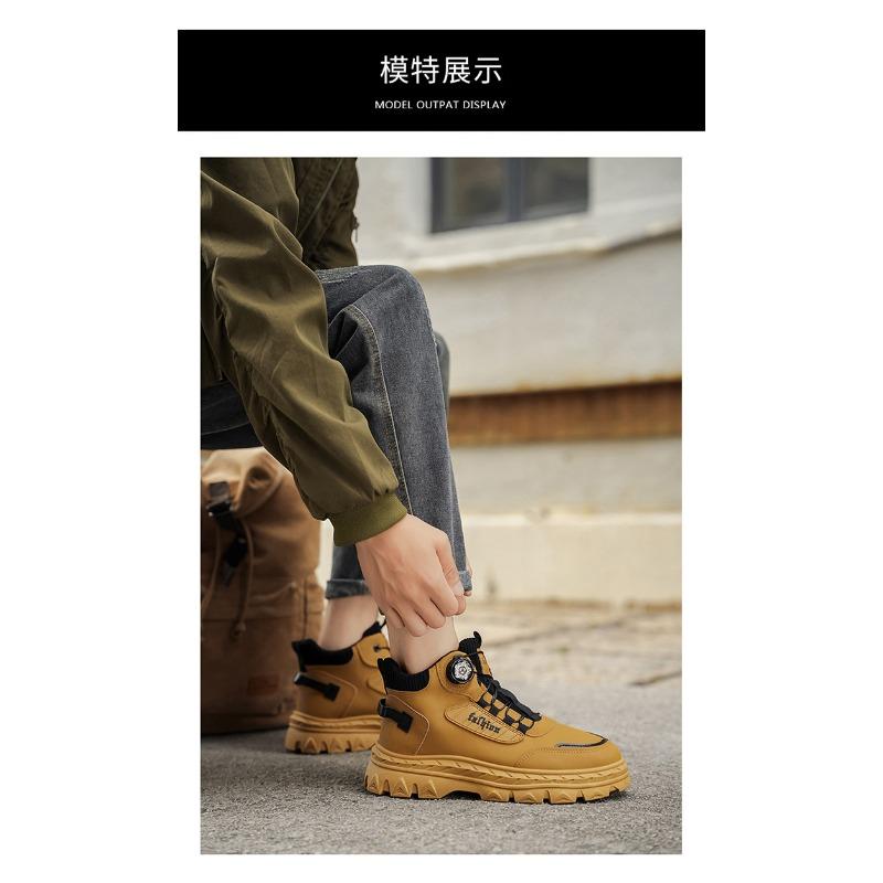 Men S Retro British Style Thick Sole High Top Work Martin Boots
