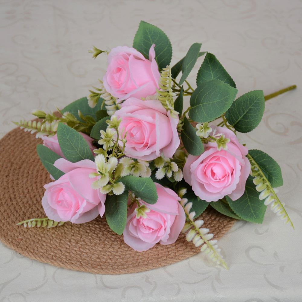 7 Heads Real Happy Flower Mini Crystal Grass Bouquet New Valentine's Day Flowers  Home Decorative