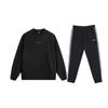 Li Ning CF Letter Round Neck Long Sleeve Warm Comfortable Breathable Casual Sports Suit Unisex Suit Black AWDU957-4+YKLU333-1