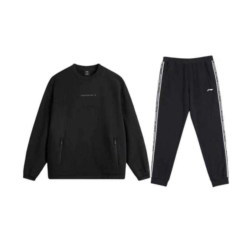 

Li Ning CF Буква Круглый вырез Длинный рукав Теплый Удобный Дышащий Повседневный Спортивный костюм Унисекс костюм Черный AWDU957-4+YKLU333-1 M