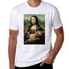 Mona Lisa Holding a Cat TShirt Work Wear Breathable Tee