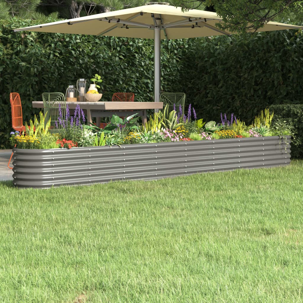 Raised Garden Bed Galvanized Steel 332 X 40 X 36 Cm Gray