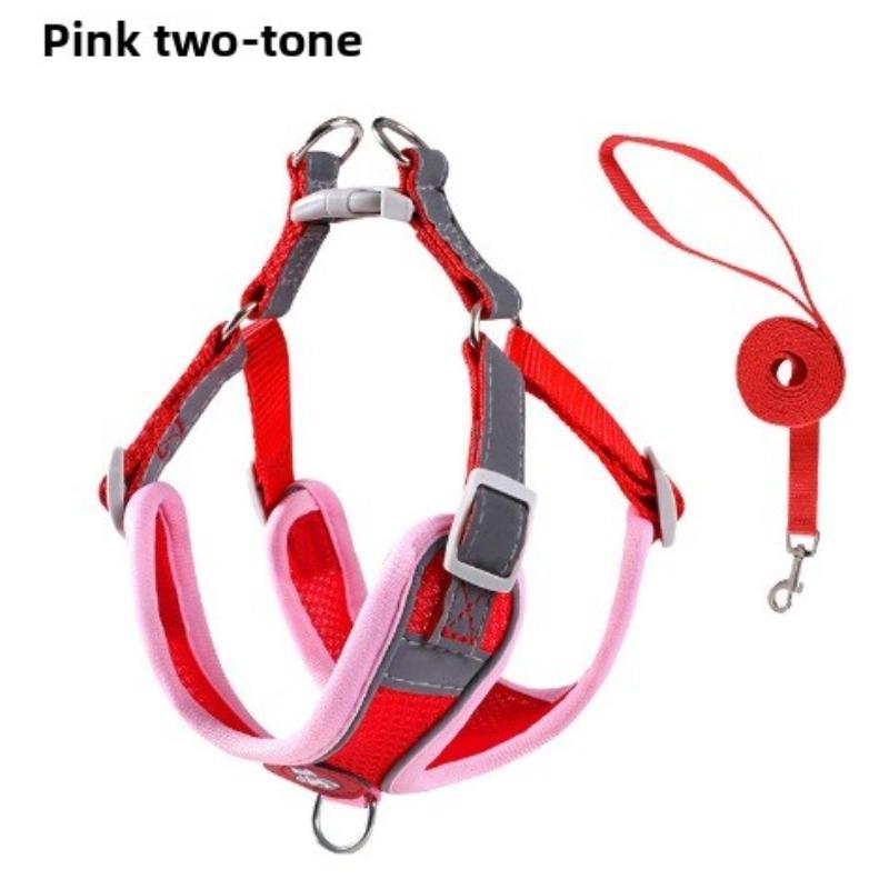 

Dog Leash Vest, Small Dog Walking Leash, Cat Leash, Teddy Anti-break Reflective Chest Strap When Going Out L розовый/красный