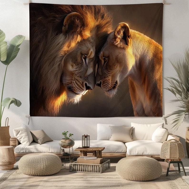 Lion and lioness tapestry 75x100 чёрный