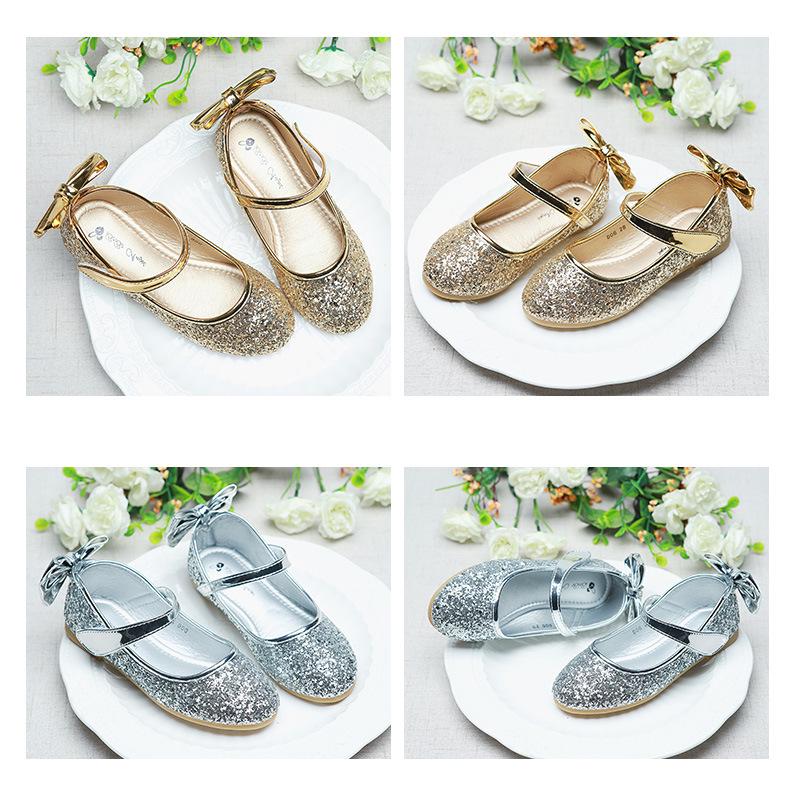 Aisha Gold Crystal Girls' Soft Flat Dance Dress Shoes - Princess Style