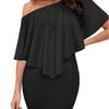 Elegant Cross-Border Off-Shoulder Ruffle Bodycon Dress
