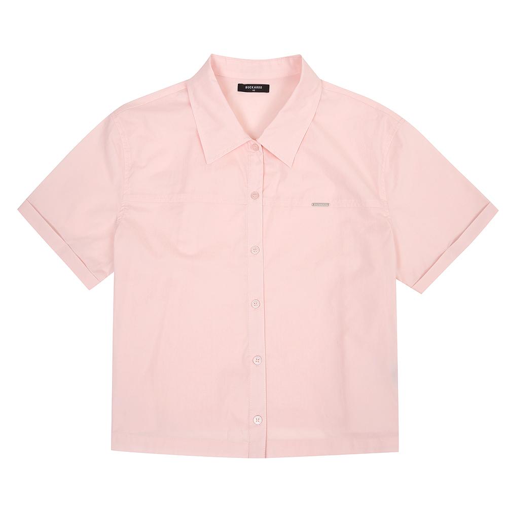 Burkeru Women S Cotton Cut-Out Crop Short Sleeve Shirt Light Pink Light Pink_S