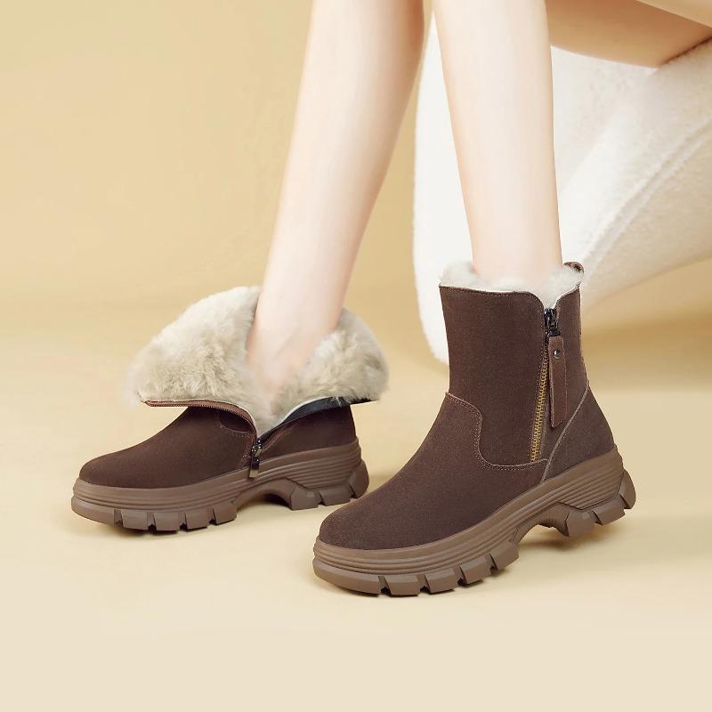 High Quality Winter Women's Suede Cotton Boots Wool Keep Warm Women's Ankle Boots Plush Women Snow Boots Botas Mujer Botas Mujer