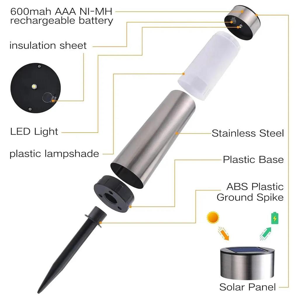 Cylindrical Garden Solar Light Dusk To Dawn Outdoor Waterproof Lights Lamp Cool White Warm White Solar Powered Garden Lighting