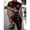 Fashion Resort Style Men's T-Shirt Short Sleeve Shorts Two-Piece Set Summer 3D Print