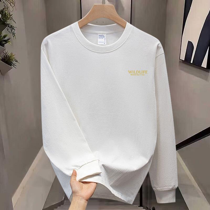 Pure Cotton Heavy-Duty Long-Sleeved T-Shirt, Young And Young Men'S And Women'S Autumn Tide Brand Loose Leisure Ruffian Handsome Business Clothes