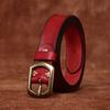 Women's Belt Retro Fashion and Personalized Emboss Leather Pin Buckle Pure Cowhide Korean Style Versatile Coarse Grain Jeans Belt Women